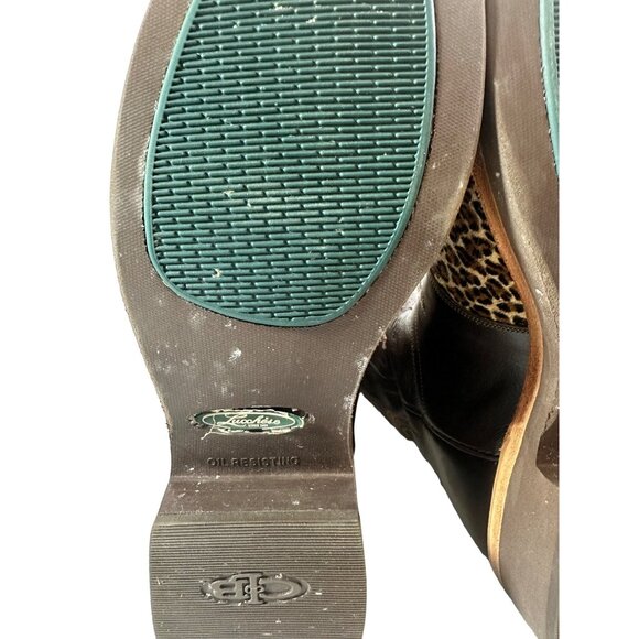 Lucchese 2000 Leopard Cheetah Boots Double Stitched Size 7.5 E - Picture 9 of 9